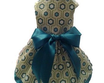 Dog Dress, Dog Clothing, Dog Wedding Dress, Pet Clothing, Dog Attire, Pet Dress - Green and Aqua