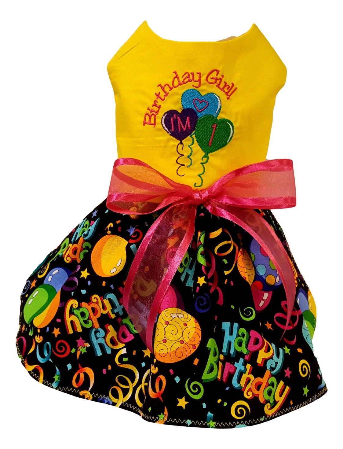 Dog Dress Yellow Birthday and Balloons Etsy