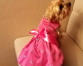 Hot Pink Dog Dress, Dog Wedding Dress, Dog Pajamas, Dog Hoodies