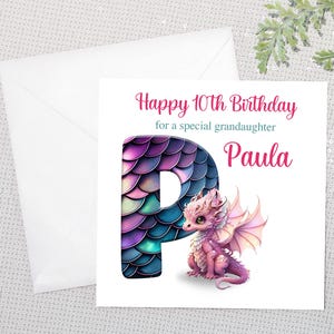 Carte d'anniversaire dragon, personnalisée, anniversaire, carte spéciale pour filles, garçons, carte pour fille, petite-fille, petit-fils, fils, carte de tout âge