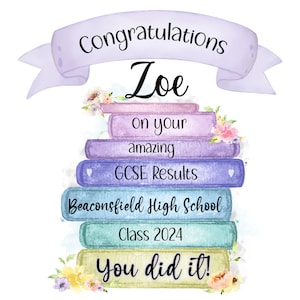Parabéns Personalizados Pelo Seu Cartão De Resultados Do GCSE. Bem Feito Por Passar Nos Seus Exames. Dia De Resultado Do GCSE. Parabéns Pelo Exame, Cartão De Filha, Pastel