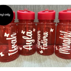 Water Bottle Vinyl  , Personalised Name Labels for Water bottles , lunch boxes & more , Vinyl Decal  , Star , Butterfly , Hearts , Dinosaur