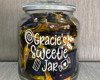 Personalised Sweet Jar -  Add Your Own Name - Message , Sweets/Candy/Sweetie/Treats Lovers -Dad Grandad Kids Mum - Father's day - Diff Font