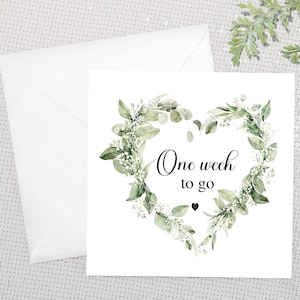 Une semaine avant le mariage de <br> Vous avez des idées ? Monsieur et Madame | Carte futur mari - Carte future femme | Coeur de feuilles | Couronne coeur