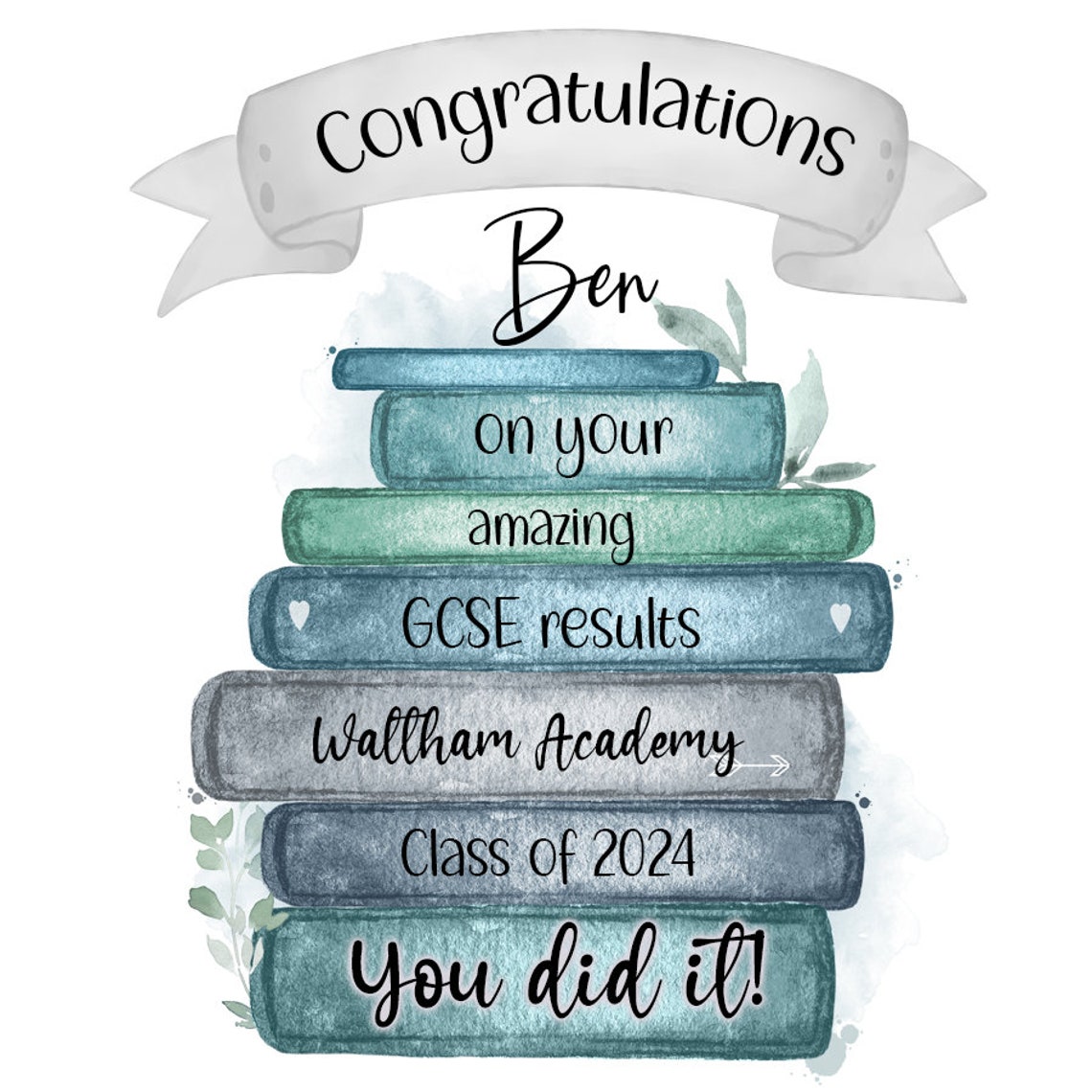 Personalised Congratulations on Your GCSE Results Card. Well Done on ...