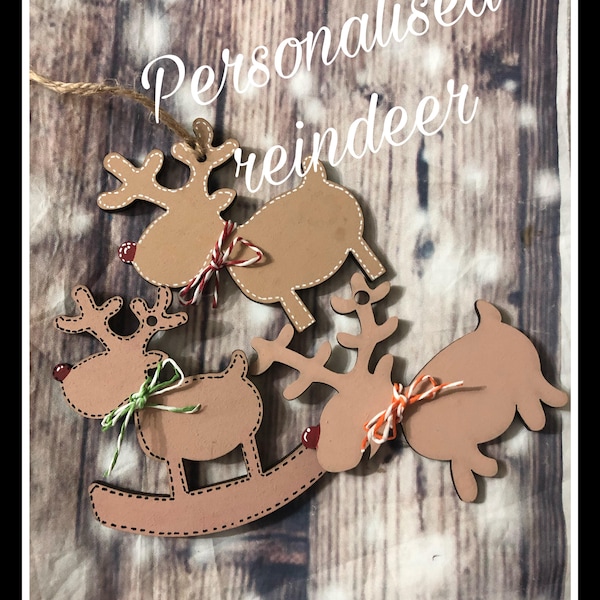 Reindeer Bauble - Christmas Bauble - Personalised Reindeer - Christmas Tree Ornament - Personalised gift - Stocking filler - Christmas Eve