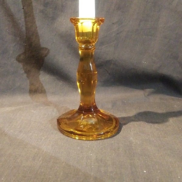 Vintage Amber Glass Candlestick holder. Includes Free Shipping!