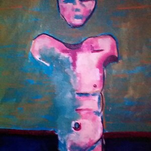 Set of Two, Oil Paintings, Oval, Couple, Male and Female, Nude Art
