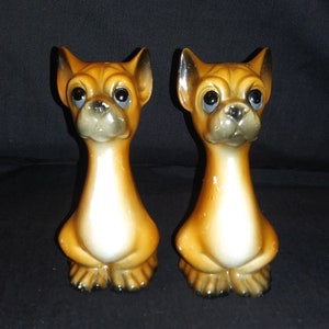Pair of vintage long neck dogs Salt and Pepper shakers. Cute, brown, made in Japan. Free Shipping!