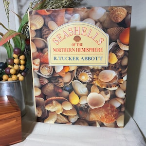 May include: A hardcover book titled "Seashells of the Northern Hemisphere" by R. Tucker Abbott. The cover is filled with various seashells in shades of white, brown, and orange. The book is set against a neutral background.