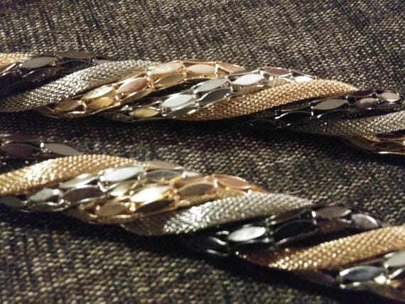 Dramatic Statement necklace. Mixed Metal tone twi… - image 6