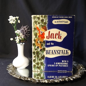 Libro desplegable vintage de cartón. Jack y las habichuelas mágicas con ilustraciones 3D de Jack Harig, Aircraft, Cincinnati. ¡Envío gratis!