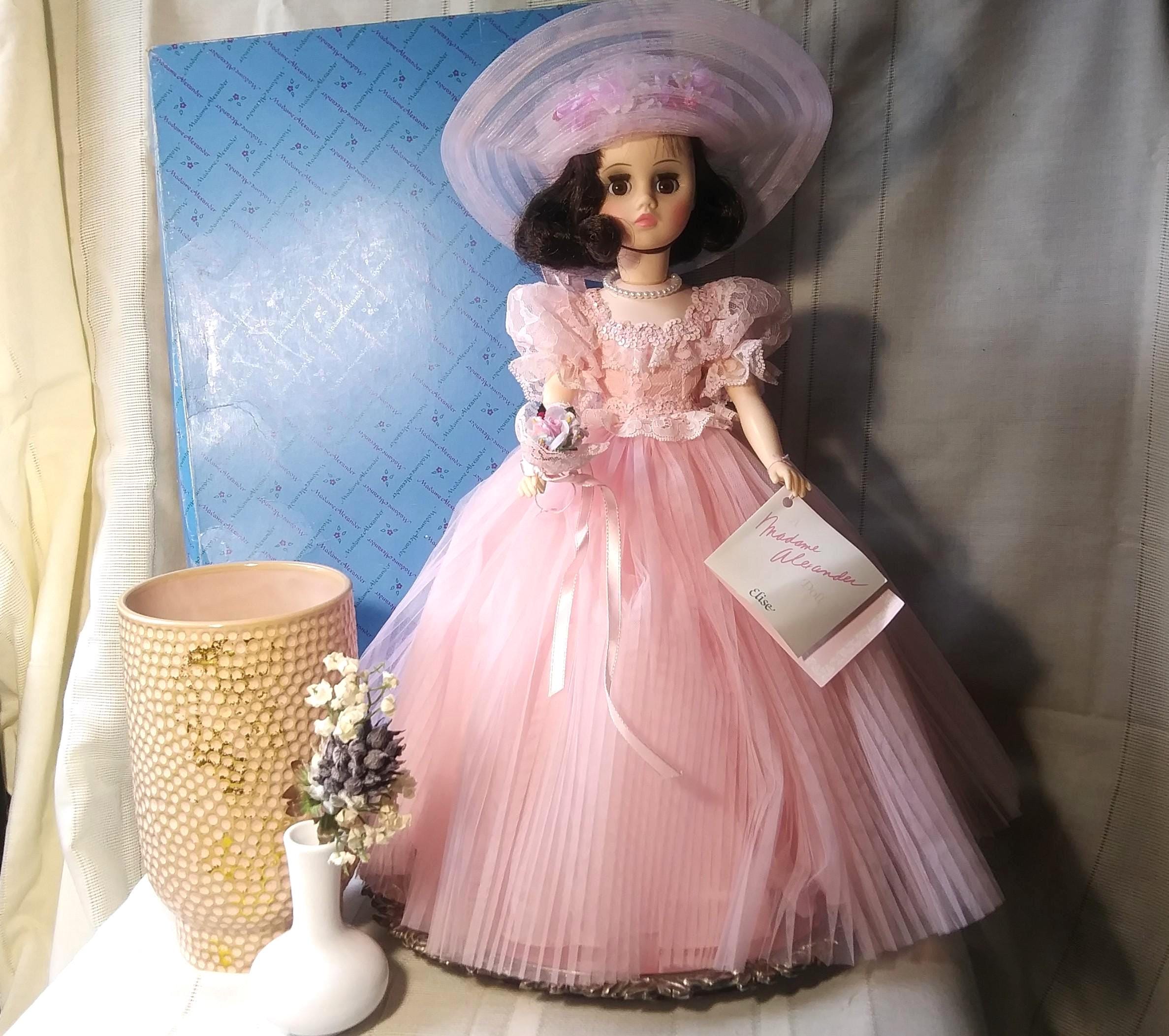 Beautiful Vintage Madame Alexander Elise Bridesmaid Doll, New in Box!  Brunette, in Pink Dress, Accessories. # 1655 18 Inch. Free Shipping! - Etsy