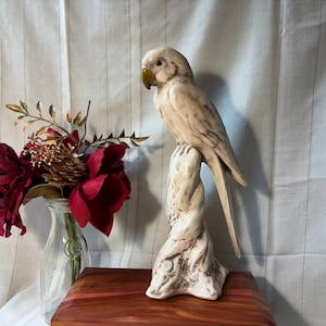 Really nice porcelain parrot on a textured branch base by Anthony Freeman McFarlin. Beige tones, 11 inches tall. Free Shipping!