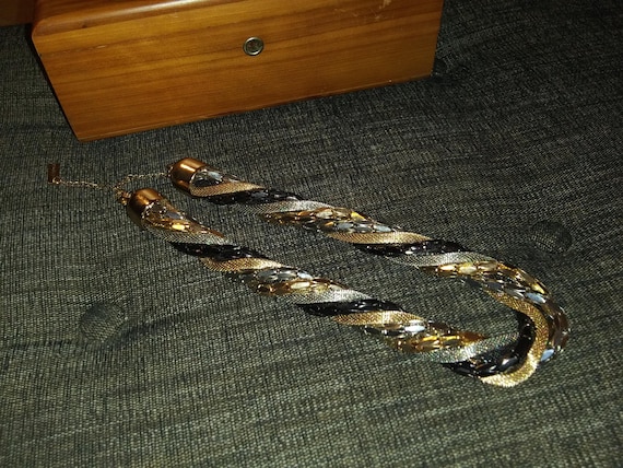 Dramatic Statement necklace. Mixed Metal tone twi… - image 3