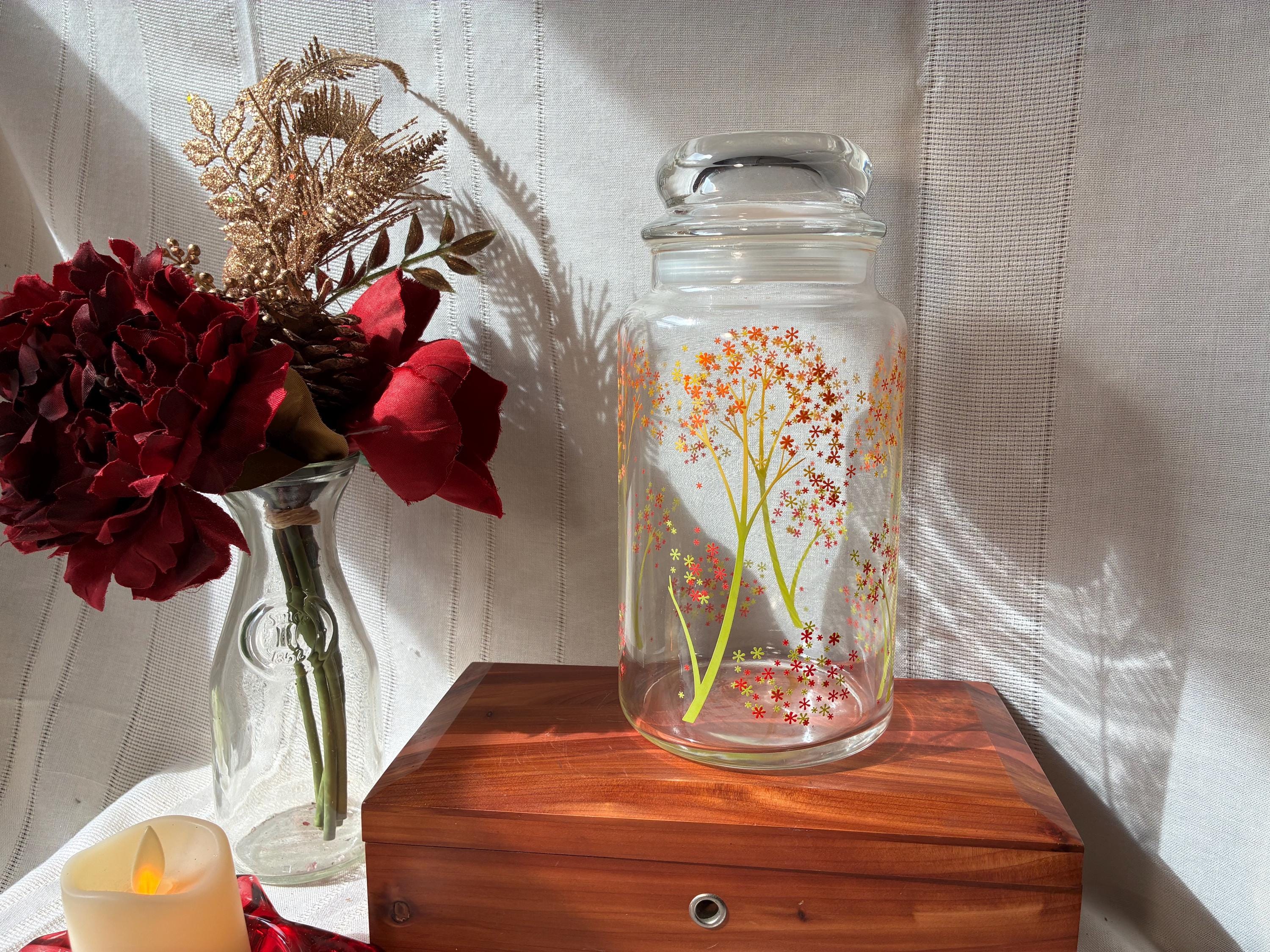 Vintage Orange Glass Jar With Lid - Etsy