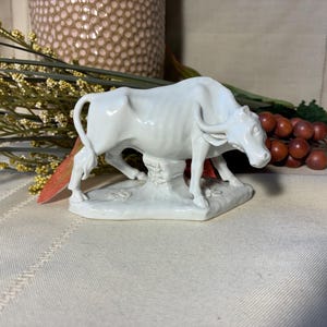 Blue and White Porcelain Bull - Etsy