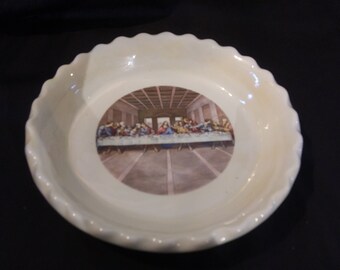 McCloud ceramic pie plate dish with "The Last Supper"by DaVinci. Jesus and Disciples. Beautiful! Free Shipping!