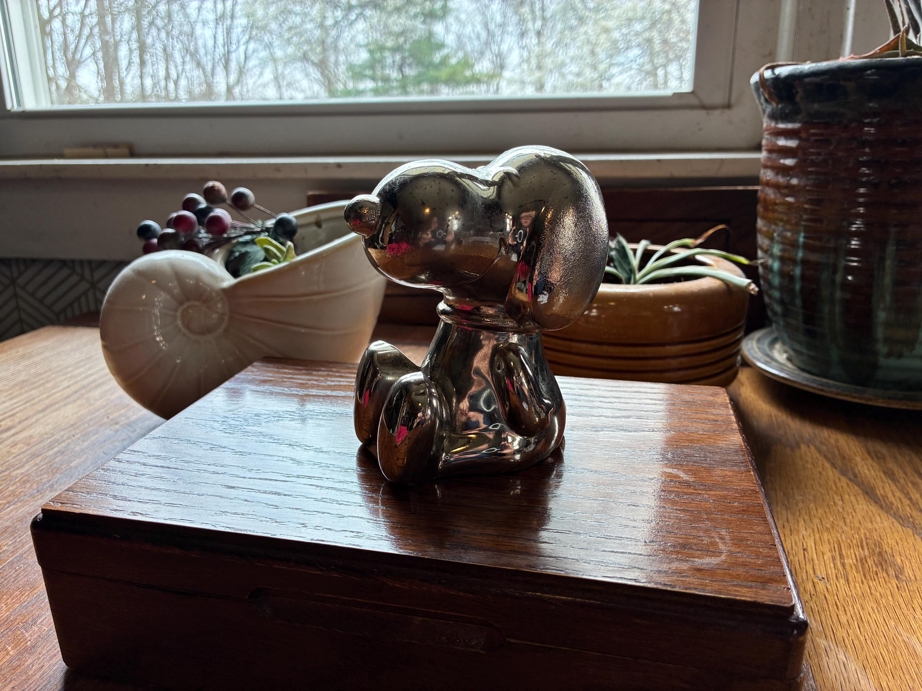 Silver Plated Snoopy Coin Bank. Vintage, 1966. Leonard Silver