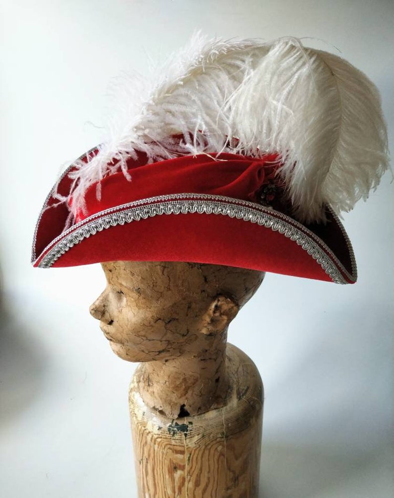 Red Tricorn Hat Marie Mini Tricorn Hat Red Etsy