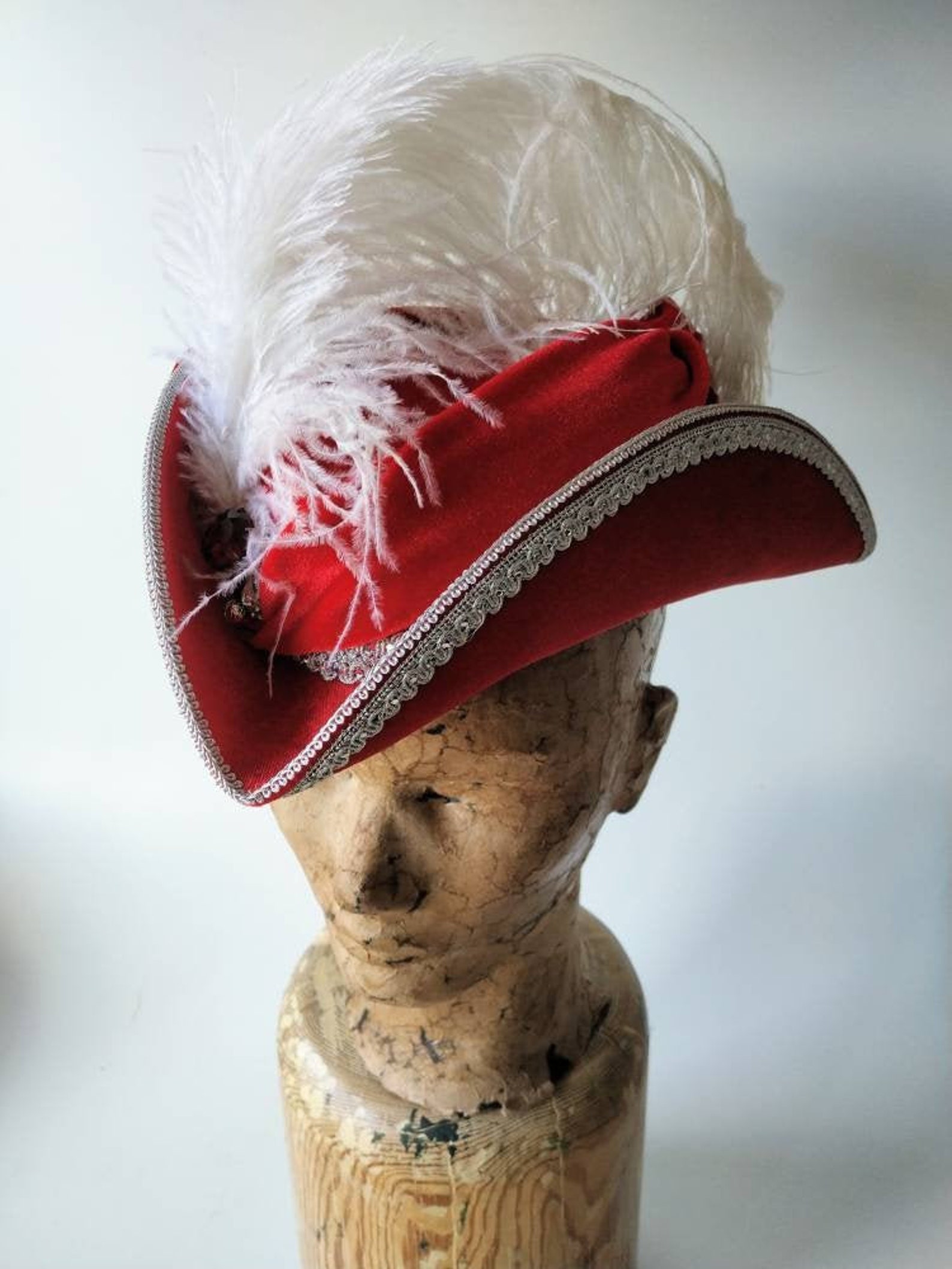 Red Tricorn Hat Marie Mini Tricorn Hat Red Etsy