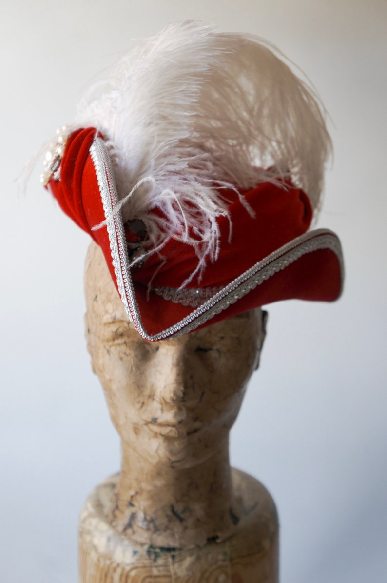 Red Tricorn Hat Marie Mini Tricorn Hat Red Etsy