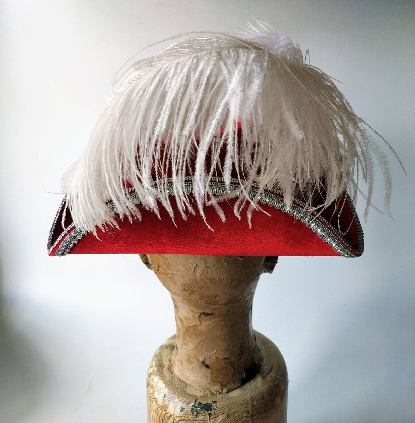 Red Tricorn Hat Marie Mini Tricorn Hat Red Etsy