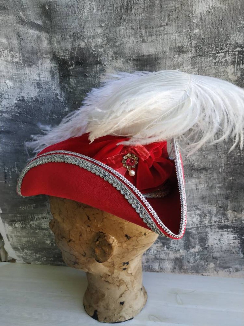 Red Tricorn Hat Marie Mini Tricorn Hat Red Etsy