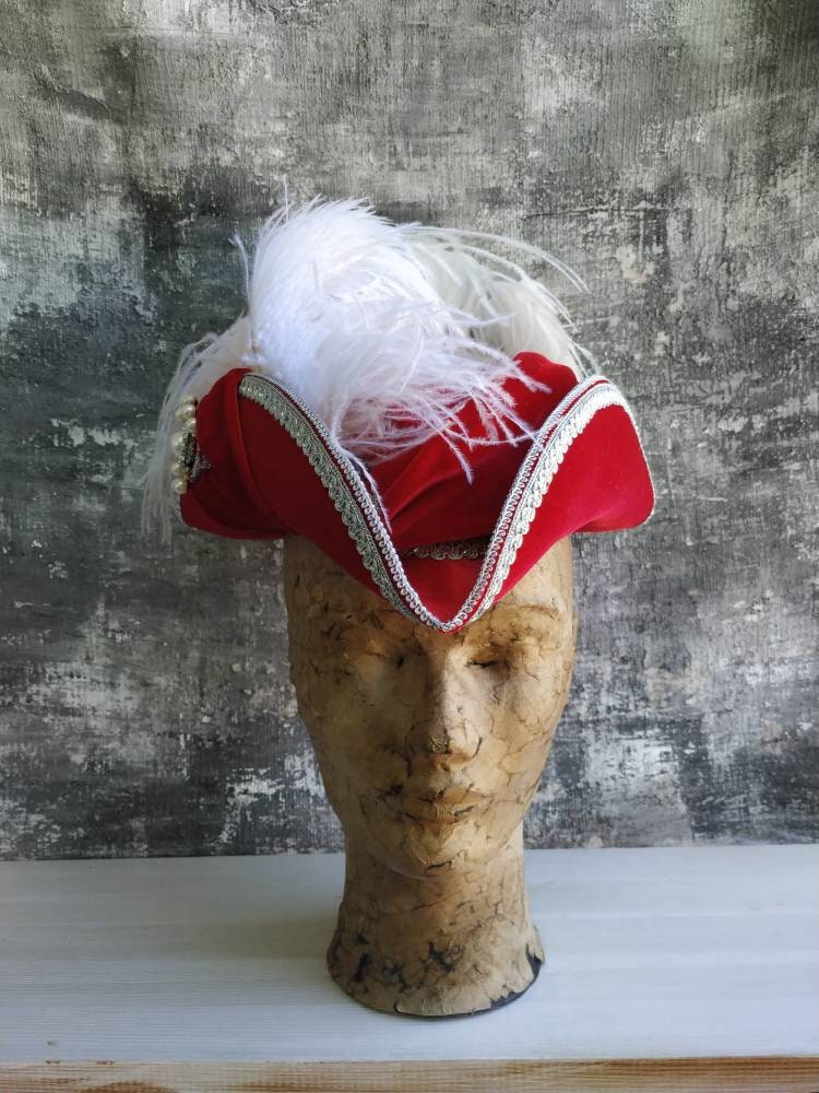 Red Tricorn Hat Marie Mini Tricorn Hat Red Etsy