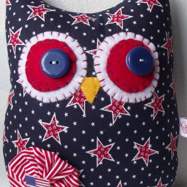 Patriotic Owl Decoration-Patriotic Decor-Owl Plush-Red White Blue Owl-Americana decor-Patriotic Gift Idea-Stuffed Owl-Owl Lovers Gift