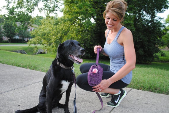 Reflective Dog Bag Leash that holds pet waste, dog bags, and personal items in separate compartments