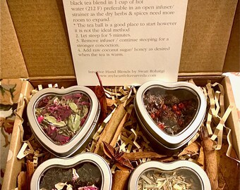 Caja de té Ritual Discovery / Set de regalo de té botánico en lata de 4 corazones