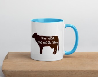 Ceramic Present for Music Lover Floral Crown Animal Novelty Item Gift for Friend 11 oz Moo Bitch Get Out the Hay Cow Mug