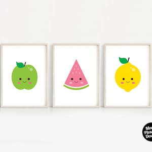Kawaii fruit, printable nursery Decor for Kids room. A4 & 8x10 print at home digital files only.