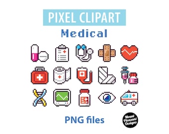 Medical clipart, Pixel art, PNG files, instant download