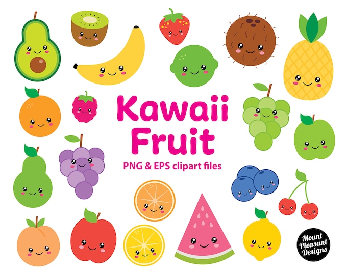 Kawaii Cute Fruit PNG Bundle - Etsy UK