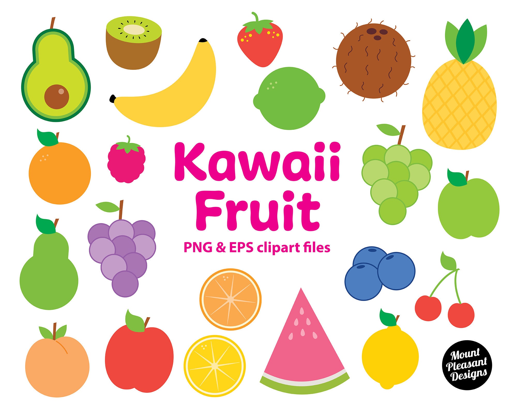 Kawaii Fruit Clipart Cute Cartoon Fruit Clip Art PNG & EPS - Etsy Kawaii Fruit Clipart Cute Cartoon Fruit Clip Art PNG & EPS - Etsy