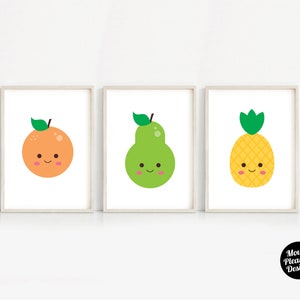 Kawaii fruit, printable nursery Decor for Kids room. A4 & 8x10 print at home digital files only.