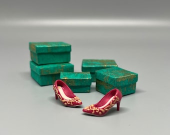 Handmade 1/12 dollhouse miniature shoes modern Victorian style