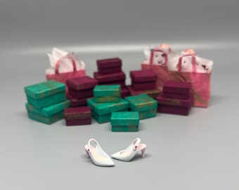 handmade 1/12 miniature dollhouse shoes, slingback red heels by YinyingO