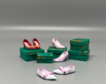 handmade 1/12 miniature dollhouse shoes, white slingback flats by YinyingO