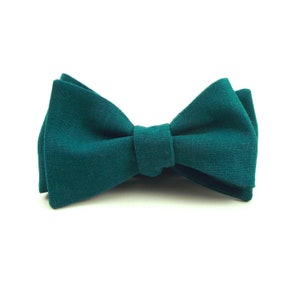 Teal Bow Tie, Dark Blue-Green Linen Blend Bowtie, Marine Teal Bow Tie, Mens and Boys Bow Ties, Self-Tie or Pre-Tied Style