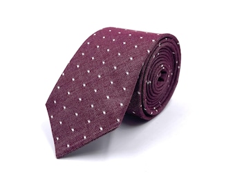 Plum Necktie, Mens Purple Polka Dot Necktie, Wisteria Wedding Ties, Traditional Wide Tie, Slim Modern, or Skinny Necktie