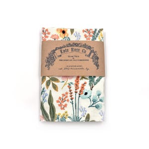 Cream Floral Pocket Square, Pastel Floral Handkerchief, Botanical Hanky