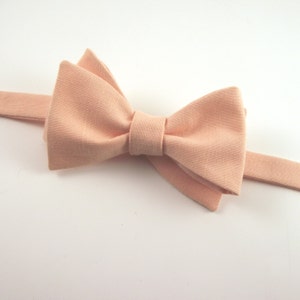 Peach Bow Tie, Pale Peach Linen Bowtie, Light Peach, Pastel Wedding Ties, Mens and Boys Bow Ties, Self-Tie or Pre-Tied Style