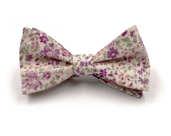 Purple Floral Bow Tie, Dusty Purple Vintage Inspired Floral Tie, Soft Plum Floral Print, Mens and Boys Bow Ties, Self-Tie or Pre-Tied Style