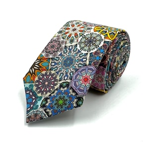 Colorful Necktie - Mens Kaleidoscope Tie - Unique Neck Tie -  Traditional Wide Tie, Modern, Slim, or Skinny Necktie