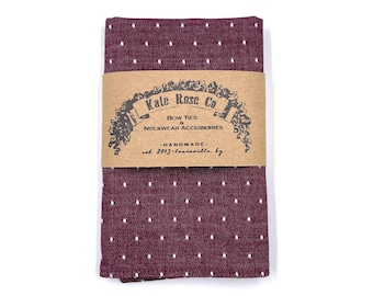 Plum Pocket Square, Dusty Purple Handkerchief, Polka Dot Hanky