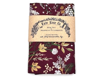 Burgundy Floral Pocket Square, Deep Red Wine Bordeaux Floral Handkerchief, Botanical Hanky, Fall Weddings Grooms Gift, Groomsmen Gift
