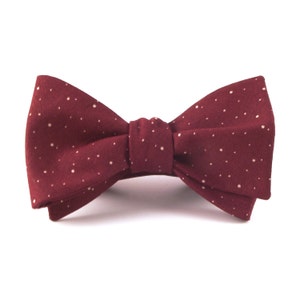 Maroon Bow Tie, Mens Deep Red Polka Dot Bow Tie, Speckled Tie, Mens and Boys Bow Ties, Self-Tie or Pre-Tied Style